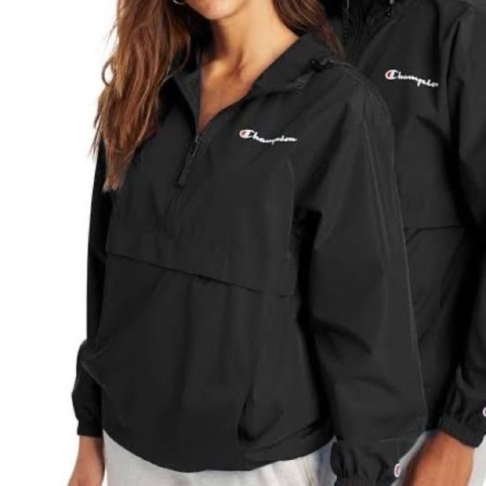 Champion half zip windbreaker black medium